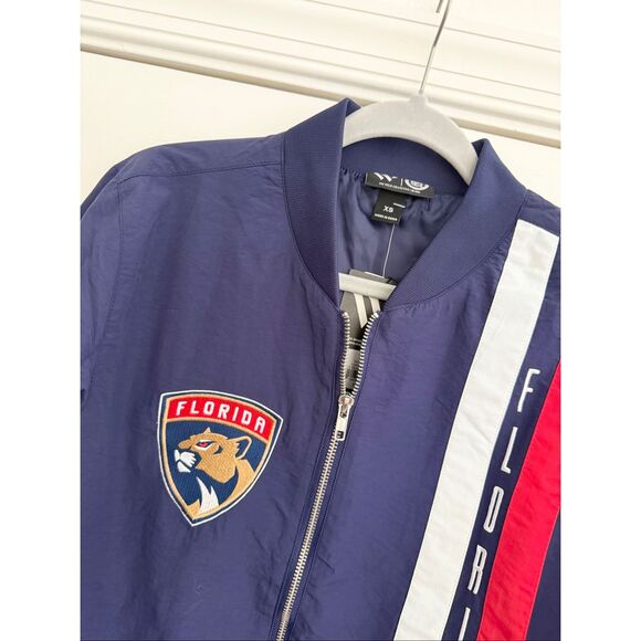 The Wild Collective NHL Navy Florida Panthers Zip Front Racing Jacket XS NWT - Picture 3 of 6
